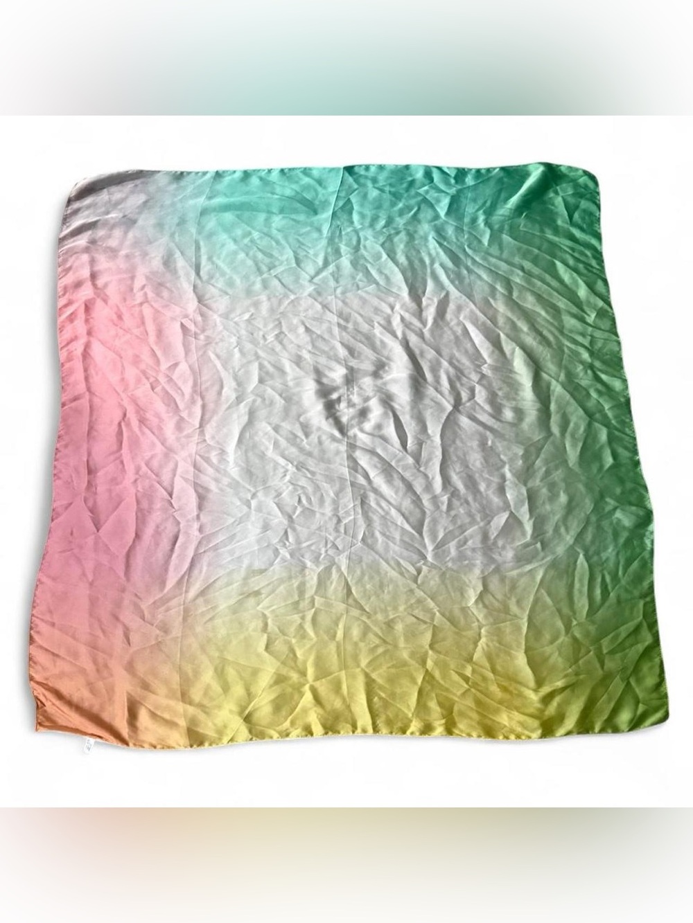 Vintage Y2K 100% silk. Rainbow ombré gradient scarf